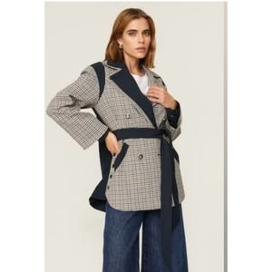 NWT Veronica Beard Toral Dickey Coat Jacket in Taupe Multi M